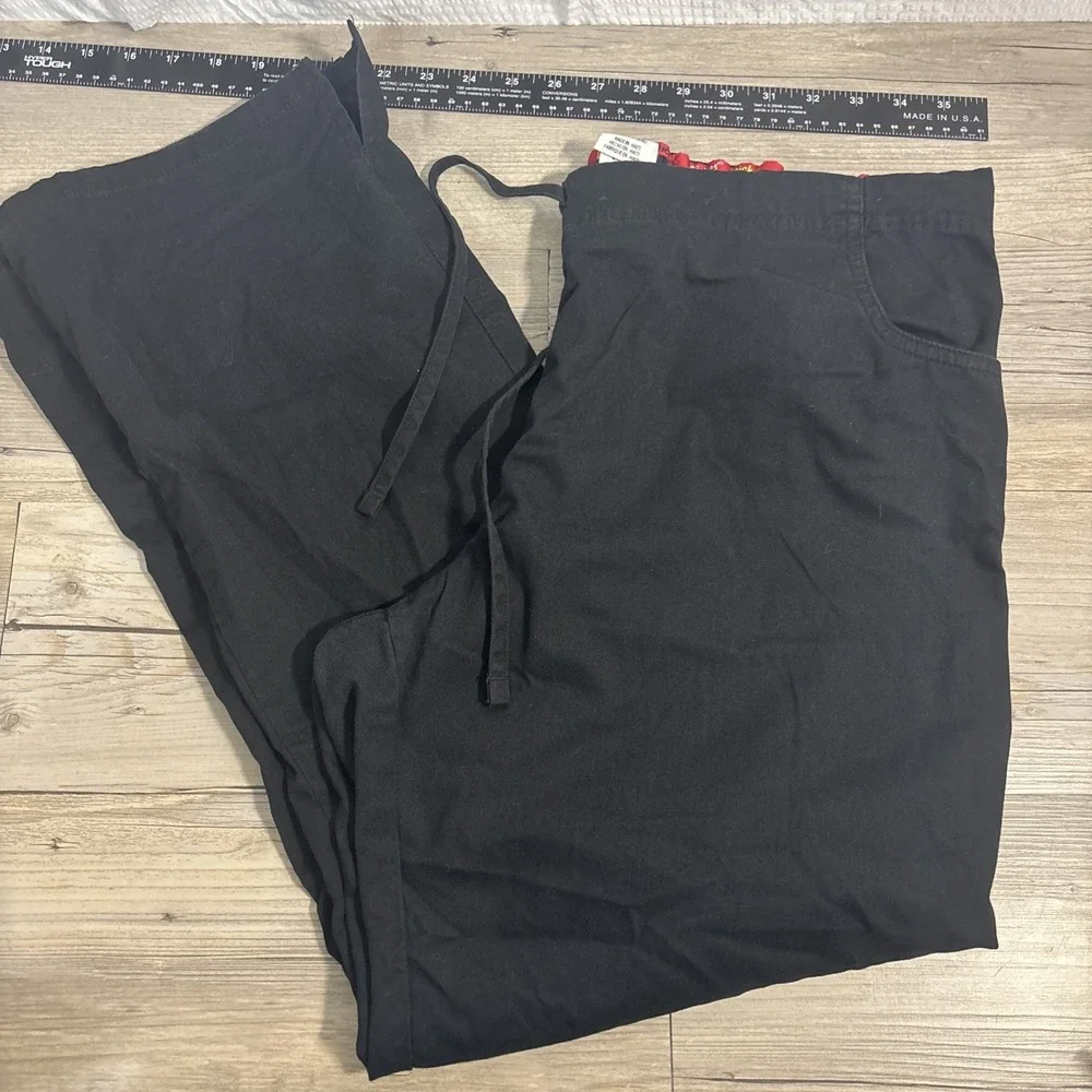 Dickies Women's L black Straight Loose Fit Scrub Pants Cargo Pocket 86206